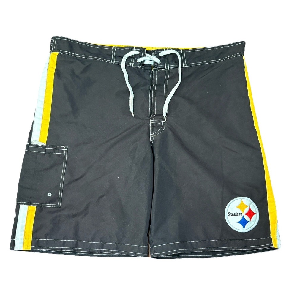 Pittsburgh Steelers Mens M NFL Team Apparel Board Shorts Swim Trunks With Lining